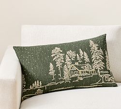 Holiday Lights Embroidered Lumbar Pillow Cover