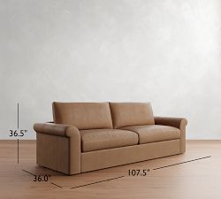 Westwood Roll Arm Leather Sofa (71"-131")
