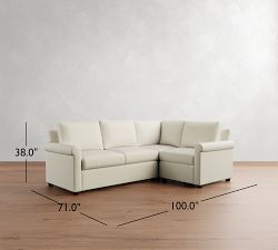 Cameron Modern Roll Arm 3-Piece Sectional (100")