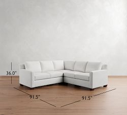 York Square Arm 3-Piece L-Shaped Sectional (93")