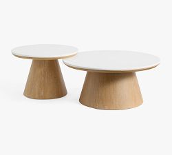 Ansel Round Quartz Nesting Coffee Tables (26"-36")