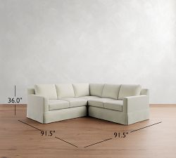 York Square Arm Slipcovered 3-Piece L-Shaped Sectional (92")