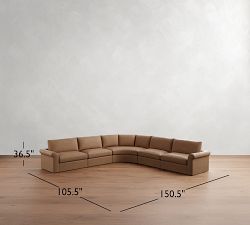 Westwood Roll Arm Leather 5-Piece Curved Wedge Sectional (151")