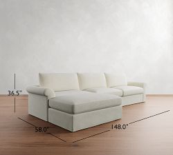 Westwood Roll Arm Slipcovered Modular Chaise Sectional (146")