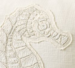Seahorse Embroidered Pillow Cover