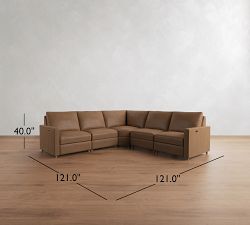 Westwood Slim Arm Leather Power Reclining L-Shaped Sectional (117")