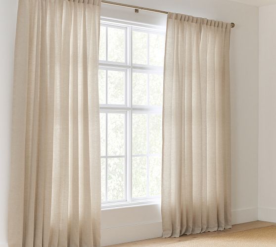 Custom Belgian Flax Linen Curtain - Dark Flax by Pottery Barn