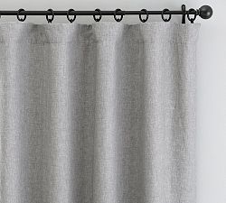 Open Box: Custom Belgian Flax Linen Light Filtering Curtain, 24"W x 96"L - Flagstone