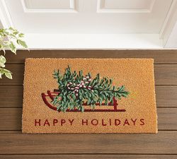 Happy Holidays Sled Doormat