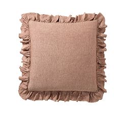 Open Box: Belgian Flax Linen Fringe Ruffle Sham, Euro Set of 2 - Brick