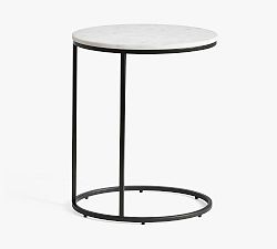 Open Box: Delaney Oval Marble C-Table (19") - Banswara Marble, Bronze Frame