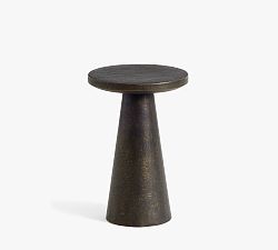 Open Box: Avila Metal Round Outdoor Accent Table, Small (12"H) - Bronze