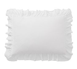 Open Box: Belgian Flax Linen Fringe Ruffle Sham, Standard Set of 2 - White