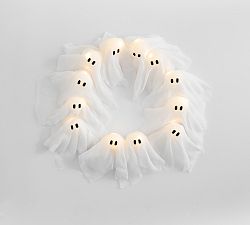 Open Box: Lit Ghosts Wreath (24"W x 24"H) - White