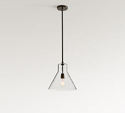 Open Box: Bridget Recycled Glass Flared Pendant (14"Diam.) - Bronze, Clear