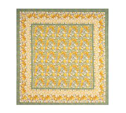 Open Box: Citron Block Print Cotton Tablecloth, 71" x 71" - Green/Yellow