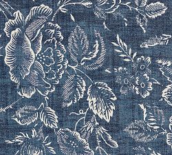 Open Box: York Upholstered Dining Armchair - Kravet Rose Toile Navy, Seadrift