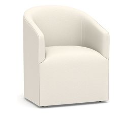 Open Box: Baldwin Upholstered Barrel Back Dining Armchair - Performance Heathered Basketweave Ivory