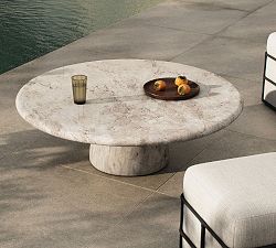 Caulder Natural Veined Concrete Outdoor Coffee Table (48")