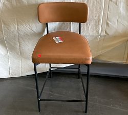 Open Box: Maison Leather Counter Stool (24") - Statesville Caramel, Antique Bronze Legs