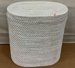 Open Box: Tava Handwoven Rattan Divided Hamper - White