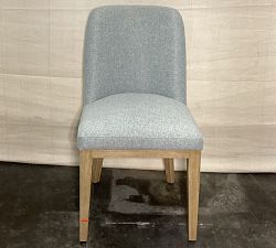 Open Box: Layton Upholstered Dining Chair - Performance Heathered Basketweave Chambray, Seadrift Legs