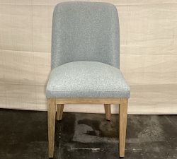 Open Box: Layton Upholstered Dining Chair - Performance Heathered Basketweave Chambray, Seadrift Legs