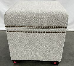 Open Box: Tamsen Cube Storage Ottoman (18.5"W x 19.75"H) - Performance Boucle Pebble, Seadrift