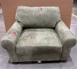 Open Box: Turner Roll Arm Leather Grand Armchair (48") - Keystone Moss, Dark Walnut Feet