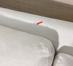 Open Box: York Slope Arm Deep Seat Grand Sofa with Bench Seat (95") - Performance Textured Chenille White, Espresso Legs