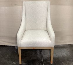 Open Box: York Upholstered Dining Armchair - Performance Boucle Oatmeal, Seadrift Legs