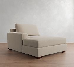 Open Box: Big Sur Square Arm Left Wide Chaise - Performance Rustic Linen Parchment, Espresso