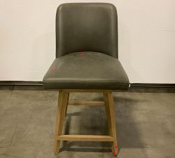 Open Box: Layton Leather Swivel Counter Stool (25.5"H) - Mason Pebble Graphite, Gray Wash