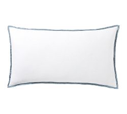Open Box: Belgian Flax Linen Contrast Flange Shams, King, Set of 2 - White/Chambray