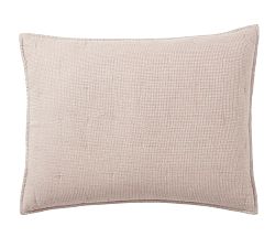 Open Box: European Flax Linen Waffle Quilted Shams, Standard, Set of 3 - Smoky Quartz