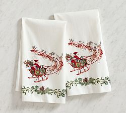 Evergreen Santa Hand Towels - Set of 2