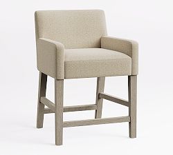 Open Box: Classic Upholstered Counter Stool (24"H) - Performance Heathered Tweed Pebble, Gray Wash
