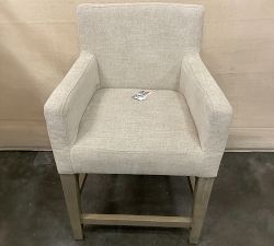 Open Box: Classic Upholstered Counter Stool (24"H) - Performance Heathered Tweed Pebble, Gray Wash