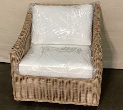 Open Box: Huntington Slim Slope Arm Swivel Outdoor Lounge Chair with Cushions - High Performance Canvas Natural, Natural