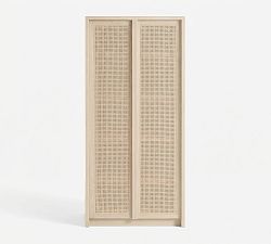 Open Box: Marina Cane Tall Storage Cabinet - White Sand