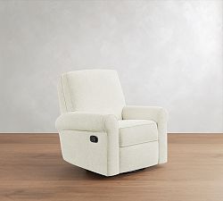 Open Box: PB Comfort Roll Arm Swivel Glider Manual Recliner - Performance Heathered Basketweave Alabaster White