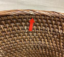 Open Box: Tava Handwoven Rattan Basket with Hoop Handles, Medium (25"W x 14"H) - Natural