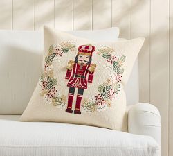 Noble Nutcracker Embroidered Pillow Cover