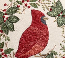 Cardinal Wreath Embroidered Pillow Cover