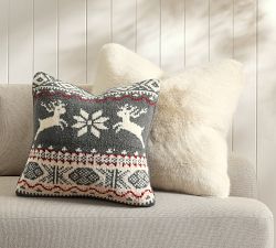 Caribou Fair Isle Knit Pillow Cover