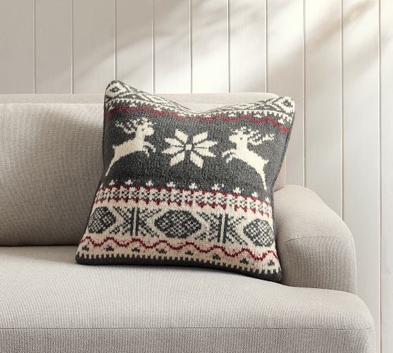 Caribou Fair Isle Knit Pillow Cover