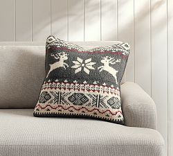 Caribou Fair Isle Knit Pillow Cover