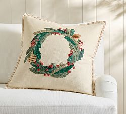 Holly Wreath Pillow Cover