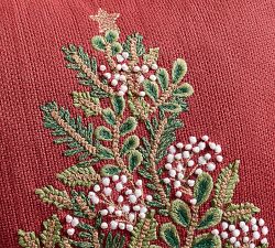 Spruce Tree Embroidered Pillow Cover