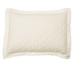 Open Box: Belgian Flax Linen Diamond Quilted Shams, Standard, Set of 2 - Classic Ivory